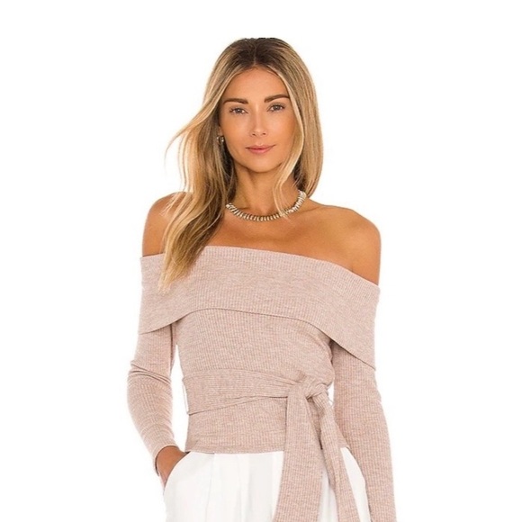 Lovers + Friends Off-Shoulder Ramona side tie sweater size Small - Picture 4 of 10